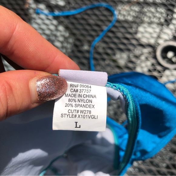 Billabong Glittery Blue Cut Out One Piece size L - Picture 9 of 10